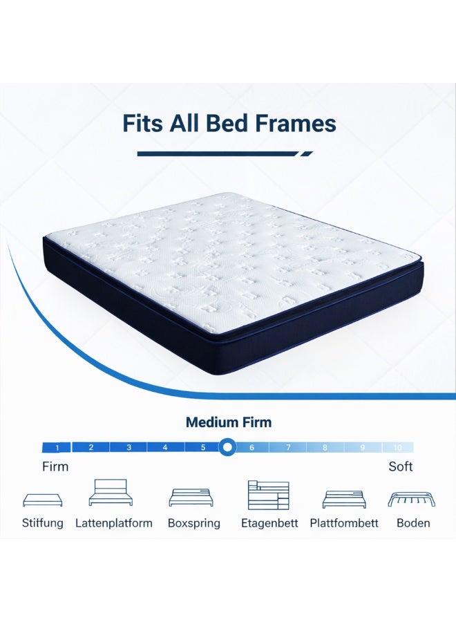 Rexal Home Euro Dream Hybrid Pocket Spring Mattress 30cm (200 × 200 × 30 cm) – Medium Firm Orthopedic Memory Foam Gel Super King Mattress for Back Pain Relief, Motion Isolation & Deep Sleep Comfort - Image 5